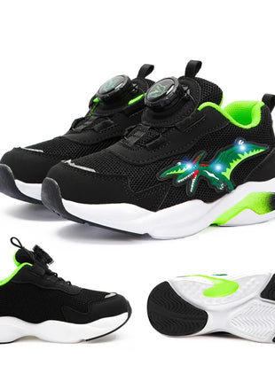 EXDINO Dinosauro Bambini piccoli Primavera Autunno Scarpe luminose a LED Bambini Spinosaurus Ragazzi Glowing Scarpe da ginnastica sportive casual antiscivolo