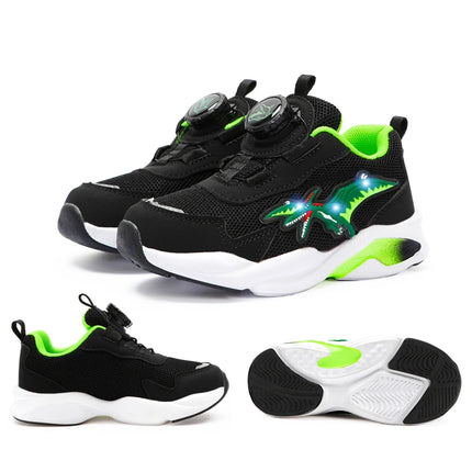 EXDINO Dinosauro Bambini piccoli Primavera Autunno Scarpe luminose a LED Bambini Spinosaurus Ragazzi Glowing Scarpe da ginnastica sportive casual antiscivolo