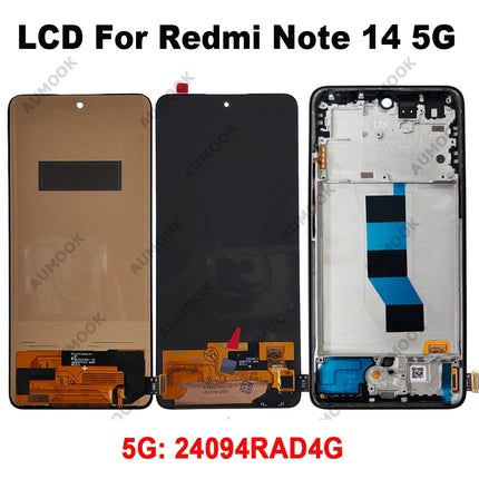 Display AMOLED per Xiaomi Redmi Note 14 4G LCD 24117RN76G 24117RN76O, Schermo Touch per Redmi Note 14 5G 24094RAD4G LCD con Cornice