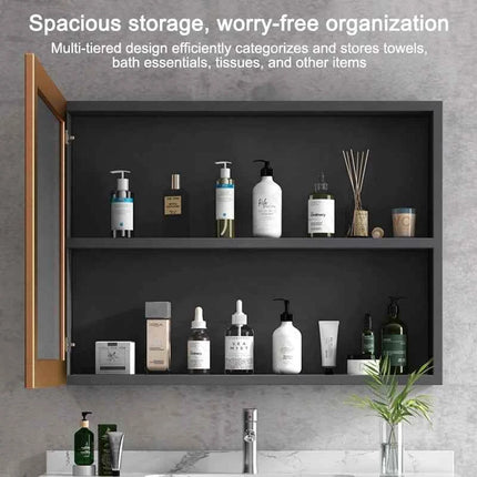 Bathroom Vanity Cabinet Set with Integrated Ceramic Sink Drain Accessories Wall Mounted Aluminum Storage Cabinet Mirror Combo