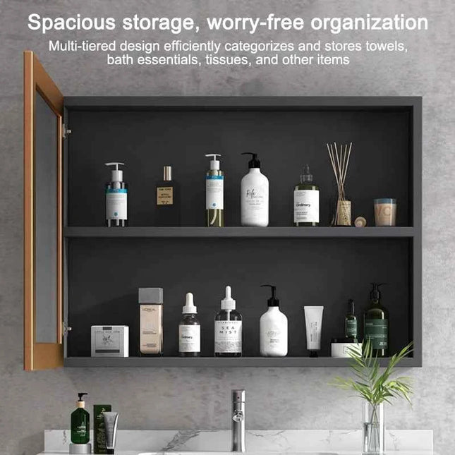Bathroom Vanity Cabinet Set with Integrated Ceramic Sink Drain Accessories Wall Mounted Aluminum Storage Cabinet Mirror Combo
