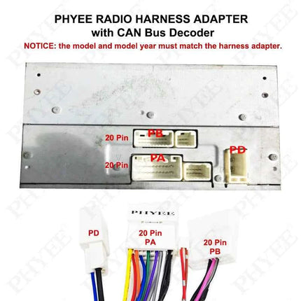 [Doppio 20 pin] Decodificatore CAN Bus cablaggio, supporto amplificatore SWC e JBL, Android 16 pin, per Toyota Prado Prius Camry Highlander