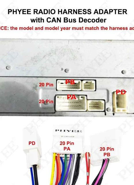 [Doppio 20 pin] Decodificatore CAN Bus cablaggio, supporto amplificatore SWC e JBL, Android 16 pin, per Toyota Prado Prius Camry Highlander