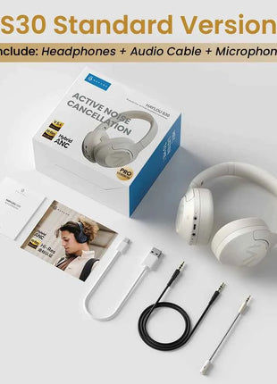 HAYLOU S30 Wireless Bluetooth 5.4 Headphones 43dB Adaptive Noise Cancelling Headsets 40mm Dynamic Driver 80H Playtime Earphones