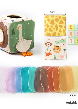 Giocattoli Montessori per bambini Scatola di fazzoletti magici Esercizio con le dita Tavola occupata Attività di apprendimento educativo Giocattoli sensoriali per bambini Gioco per bambini