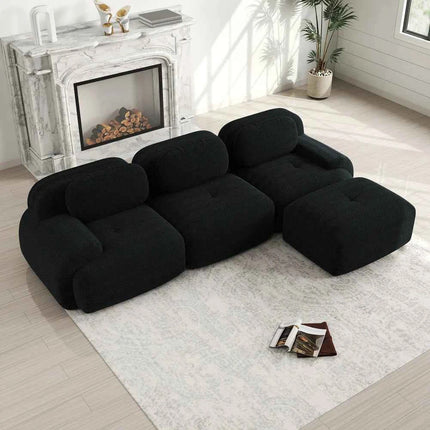 Modular Corner Cord Fabric Sofa - No Assembly Required, Extra-wide Armrests, 32D High Elastic Upholstery, Ergonomic Cozy Couch