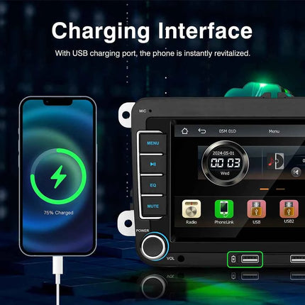 7" 2 Din HD Car Media Video RDS Airplay Car Radio CarPlay Android Auto Stereo Audio For Volkswagen/Seat/Skoda/Passat/Golf/Polo