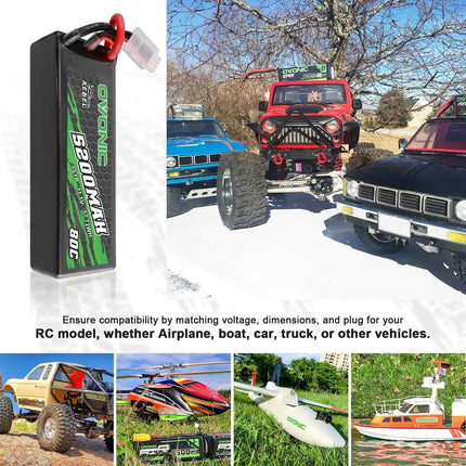 3S Lipo RC Battery 80C 5200 mAh 11.1 V  with EC5 Plug Hard Case for RC Car Monster Truck RC Truggy Buggy RC Truck Hobby (2 P