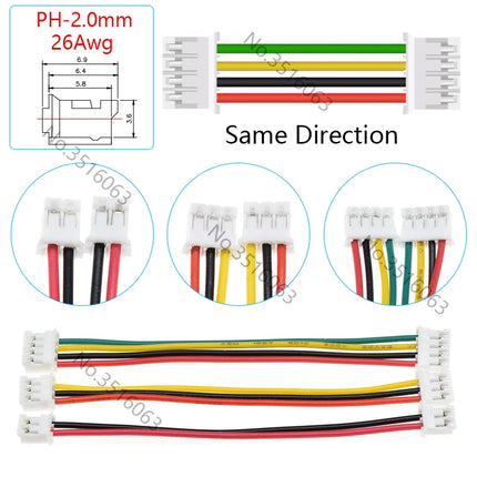 5/10 Pz Micro JST PH 2.0mm Maschio/Femmina Connettore Con Filo 100/200/300mm Cavo 2/3/4/5/6/8/10P Spille Ponticello Linea Per Arduino