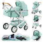 Multifunction 3 in 1 Baby Stroller with Car Seat and Sleeping Basket Baby Pram Lightweight Infant Pushchair Compact Folding Pram