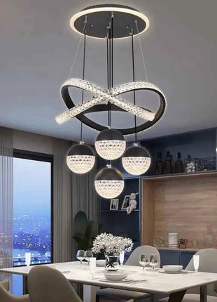 Lampada a sospensione a sfera in cristallo imitazione acrilico di lusso Nordic Lustre Home Deco Sala da pranzo Lampadario a soffitto Apparecchio per isola della cucina