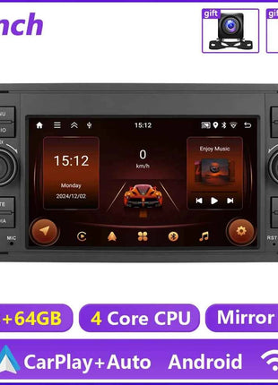 Hikity 2Din 7 "Car Radio for Transit Fiesta Focus Galaxy Mondeo Fusion Kuga C/S-Max Car Player Carplay/Auto GPS WIFI Touch display