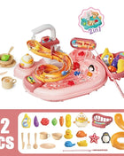 Kids Puzzle Pretend Play Toys Dishwasher Toys Gift Kitchen 2-in-1 Interactive Toys Fishing Slide Montessori Toys
