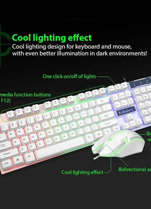 KM320 Keyboard And Mouse Set Waterproof Luminous Game Backlit Keyboard
