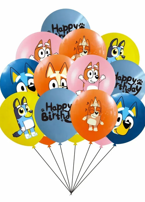 Palloncini in Lattice Bluey Cartoon 12 Pezzi Design Bingo Palloncini per Feste Compleanno Baby Shower Festival Decorazione Casa Interni ed Esterni