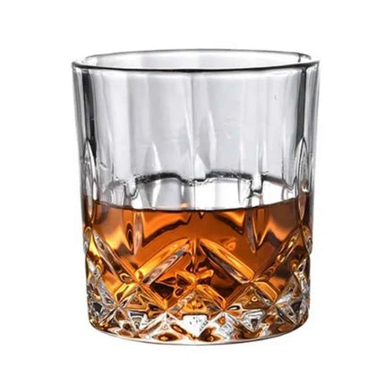 Set Bicchieri Whiskey in Vetro Crystal 230ml con Rilievi Trasparenti per Bar e Casa