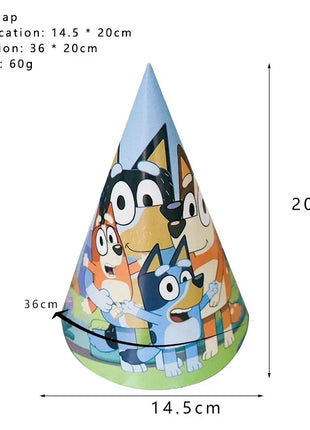 Set Decorativo per Feste a Tema Bluey e Bingo, con Stendibanner, Decorazioni per Torte, Bandierine, Palloncini, Piatti e Bicchieri
