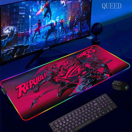 Cartoon Asus Deskmat Mouse Pad Gaming LED Mouse Mat 900x400 Mousemats Table Pads PC Office Desk Mat RGB Keyboard Mats XXL