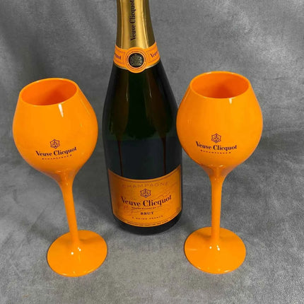Set 6 Flute Champagne in Acrilico Giallo Policarbonato per Piscina Feste e Outdoor