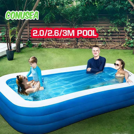 Piscina gonfiabile rettangolare in PVC per adulti, bambini e famiglie, 2/2,6/3 m, per giochi acquatici all'aperto.
