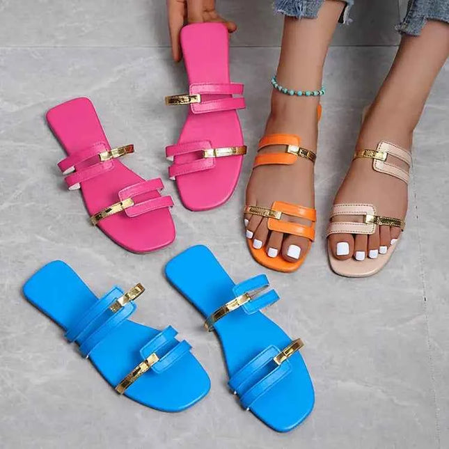 Scarpe da donna Summer Flats Flip flop Dress Shallow Casual donna Slides roma Open-toe pantofole da donna Slingback Sandals2023