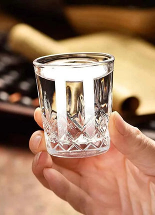 Set Bicchieri in Vetro Inciso 50ml con Rilievi per Spirits Tè e Acqua - 2/4/6/8/12 Pezzi