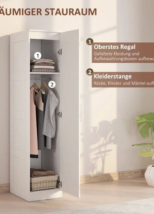 Armadio multiuso con asta appendiabiti, ripiano, anta con chiusura ammortizzata 40 x 52 x 180 cm bianco