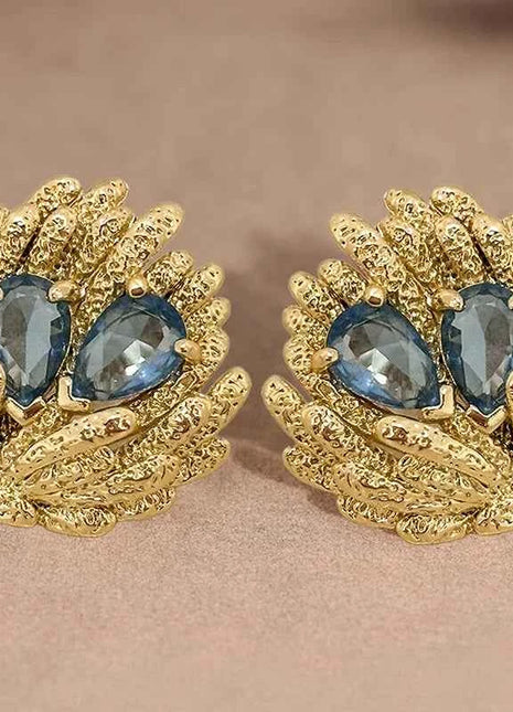 Orecchini a Forma di Conchiglia Huitan per Donne, Stile Oceano Fresco, Accessori di Lusso per Feste e Matrimoni, Gioielli alla Moda con Zirconi Blu Brillanti