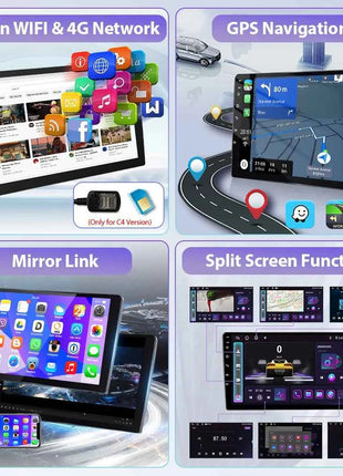 Podofo 6+128G Wireless CarPlay Android Auto Radio for Toyota RAV4 2003-2005(LHD) Car Multimedia Player GPS WIFI 2 Din Autoradio
