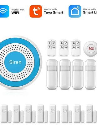 PGST WiFi Alexa Tuya Smart Life Home Alarm Security System Kit Set Home Automation Alarm Security Protection Door Motion Sensor
