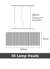 30 Heads L145CM / White Lamp Body / Dimmable with remote