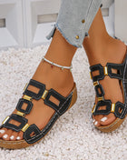 Women's Roman Style Large Size Sandals Beach Open Toe Slippers Summer Wedges Comfortable Outdoor Slip-on Shoes for Women