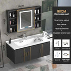Bathroom Vanity Cabinet Set with Integrated Ceramic Sink Drain Accessories Wall Mounted Aluminum Storage Cabinet Mirror Combo