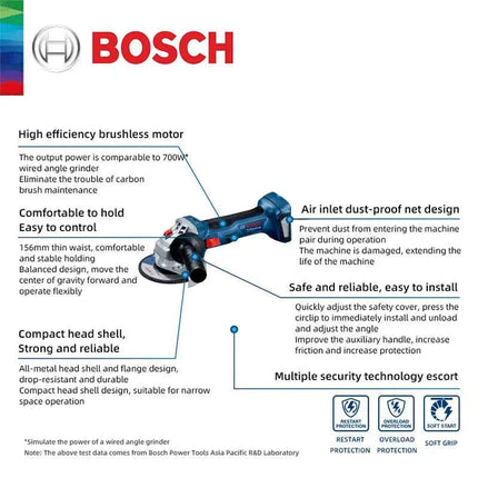 BOSCH GWS 180Li 18V Cordless Angle Grinder Electric Brushless Steel Metal Grinding and Cutting Machine Professional Tools