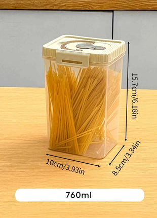WORTHBUY Pasta Storage Box With Handle Moisture-Proof Plastic Noodles Sealed Can Spaghetti Storage Container Kitchen Organizer