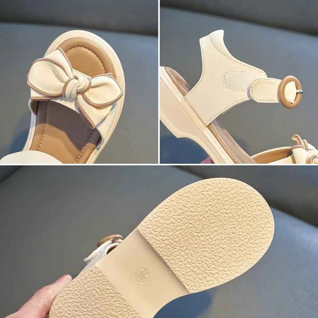 Sandali con papillon per ragazze Sweet Princess Classic Simple Summer 2024 nuovi sandali per bambini per ragazze scarpe da spiaggia all'aperto Cute Bow-knot