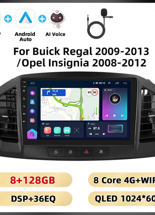 Podofo 8 + 128G 9 ''Car Radio For Buick Regal 2009-2013/Opel Insignia 2008-2012 Multimedia Player Carplay Android Car WIFI 4G GPS