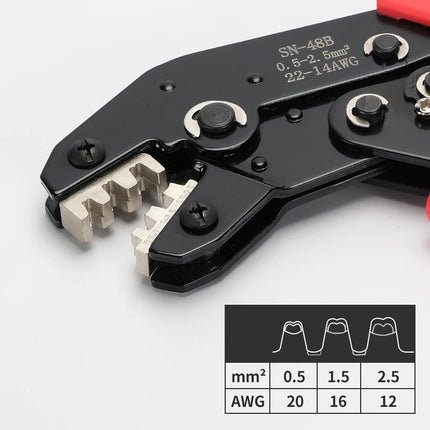 Per TAB 2.8/4.8/6.3 Terminali per auto SN-48B Pinze a crimpare 0.5-2.5mm2/23-13AWG Mascella ad alta precisione Filo Utensili manuali elettrici