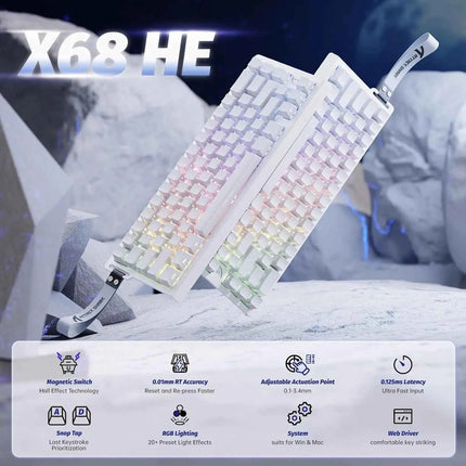 ATTACK SHARK X68 HE Rapid Trigger Mechanical Gaming Keyboard 60% Wired with Adjustable Actuation,Hall Effect Magnetic Switch,8KH