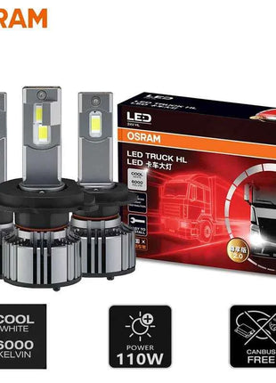 OSRAM 24V LED ZX2.0 Truck Headlight H1 H4 H7 110W 8000LM Super Power Light 6000K Cool White Upgrade Replace Bright High Low Beam