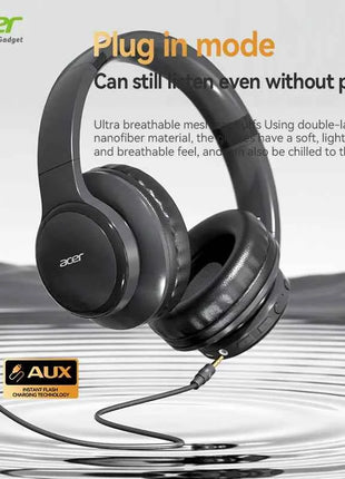 Acer Ohr559 Wireless Bluetooth Headset with High-Fidelity Stereo Bass Sound, Noise Reduction for Calls, Music, and Gaming, No Delay, Long Battery Life, Full-Ear Coverage, Comfortable Fit, with Microphone