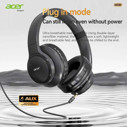 Acer Ohr559 Wireless Bluetooth Headset with High-Fidelity Stereo Bass Sound, Noise Reduction for Calls, Music, and Gaming, No Delay, Long Battery Life, Full-Ear Coverage, Comfortable Fit, with Microphone