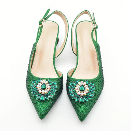 Set di scarpe e borse africane per il matrimonio Set di scarpe e borse da festa nigeriane decorate con eleganti décolleté con tacco di strass per le donne