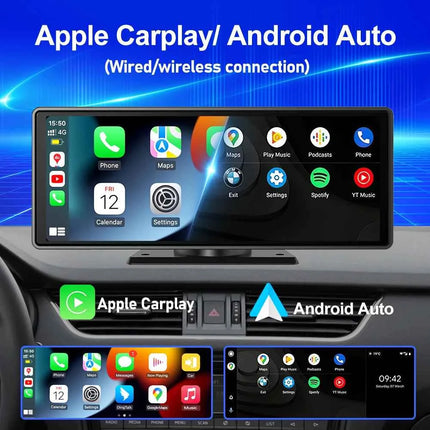 Universal 10.26" Car Intelligent 4K 360° Rotatio Car DVR Dash Cam Wireless CarPlay & Android Auto Bluetooth WIFI Rear Reversing