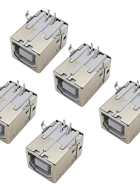 5 pezzi connettore USB 2.0 tipo B presa femmina riparazione interfaccia stampante per saldatura PCB ad angolo retto