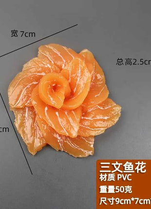 1pcs Simulated Sushi Model Simulated Salmon Fake Japanese Cuisine Simulated Salmon Slices Four Consecutive Pieces Food Model PVC