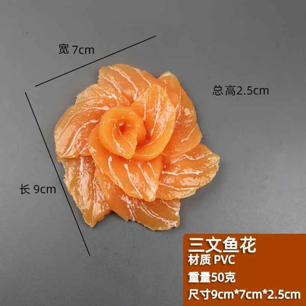 1pcs Simulated Sushi Model Simulated Salmon Fake Japanese Cuisine Simulated Salmon Slices Four Consecutive Pieces Food Model PVC