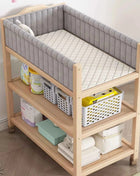 Multifunctional Beech Wood Diaper Table, Solid Wood Frame And Cotton Mat In The Parcel Include