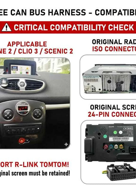 Decodificatore CAN Bus, Supporto R-Link TOMTOM Display SWC, Plug & Play 16 Pin Radio Android, per Renault Megane 2 Fase 2, Clio 3