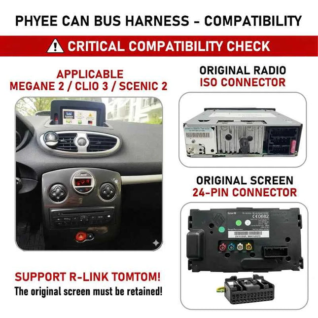 Decodificatore CAN Bus, Supporto R-Link TOMTOM Display SWC, Plug & Play 16 Pin Radio Android, per Renault Megane 2 Fase 2, Clio 3